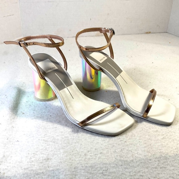 Dolce Vita Woman’s Neomey Rose Gold & Iridescent Heels Sandals - Picture 1 of 7